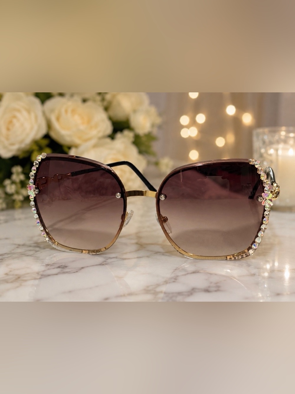 Women's Oversized Gradient Brown Fashion Sunglasses